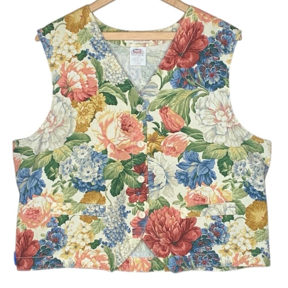 Vintage Floral Vest Top XL Cottagecore Casual Norm Thompson Portland Oregon USA